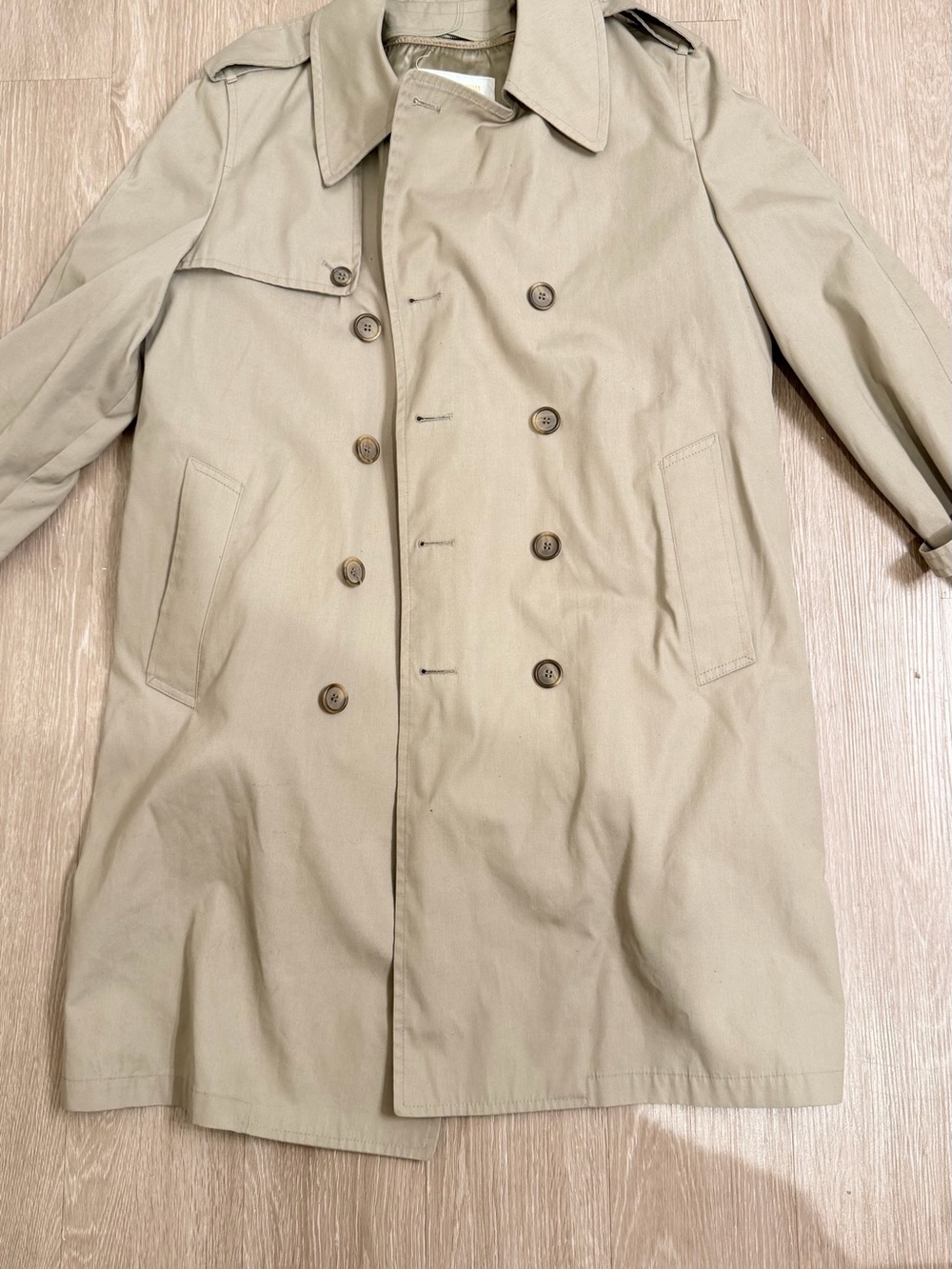 London Fog Khaki Double-Breasted Trench Coat